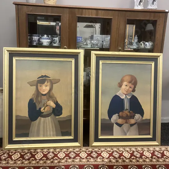 American Folk Art Portraits - Framed, Pair of. 86 x 67cm