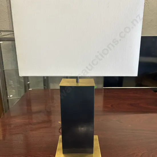 Artemis Design Table Lamp Pull Chain Black/Brass Base With Rectangular Cream Shade