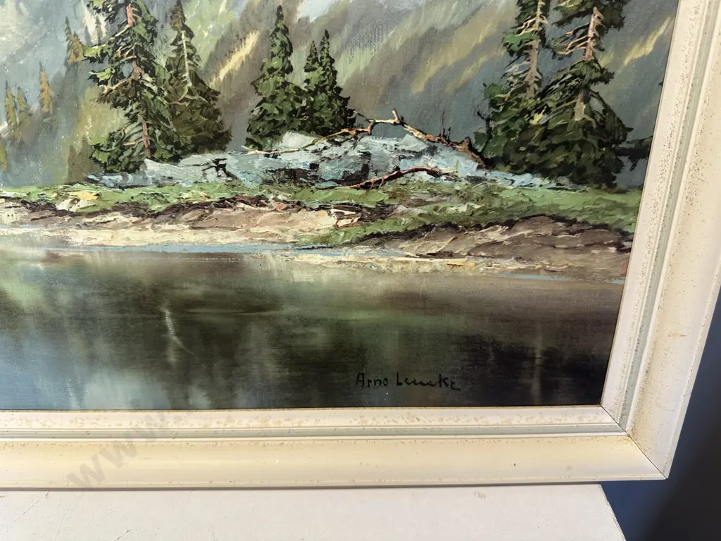 Vintage Signed Framed Artwork 'Dolomites (Cristallo)' Mountain Scene H64,W48,D33cm. Image 1++