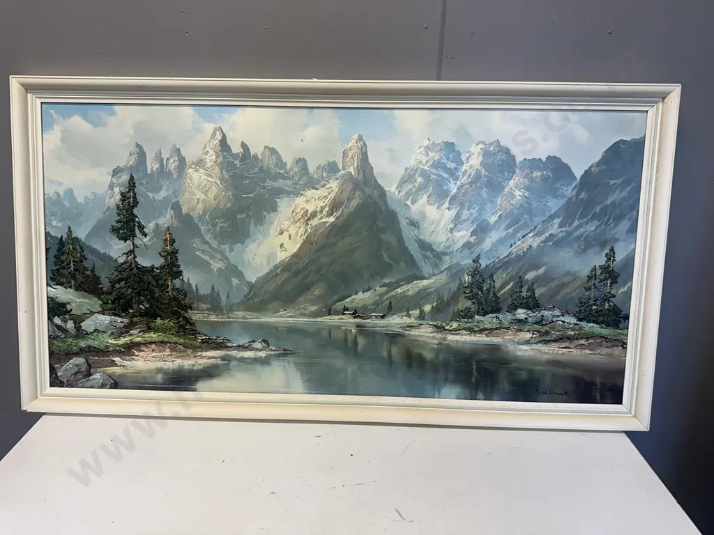 Vintage Signed Framed Artwork 'Dolomites (Cristallo)' Mountain Scene H64,W48,D33cm. Image 1++