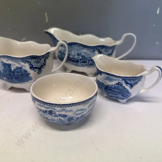 Johnson Brothers Old Britain Castles Blue Pattern Jugs & Bowl