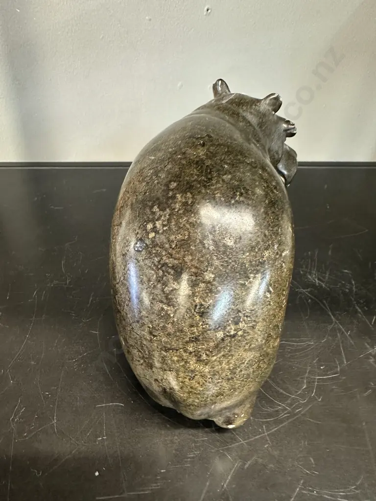 Vintage Soapstone Hippo Figurine (as found) H11,W18cm. Image 1++