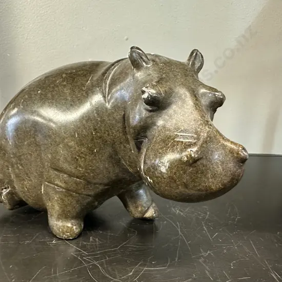 Vintage Soapstone Hippo Figurine (as found) H11,W18cm.