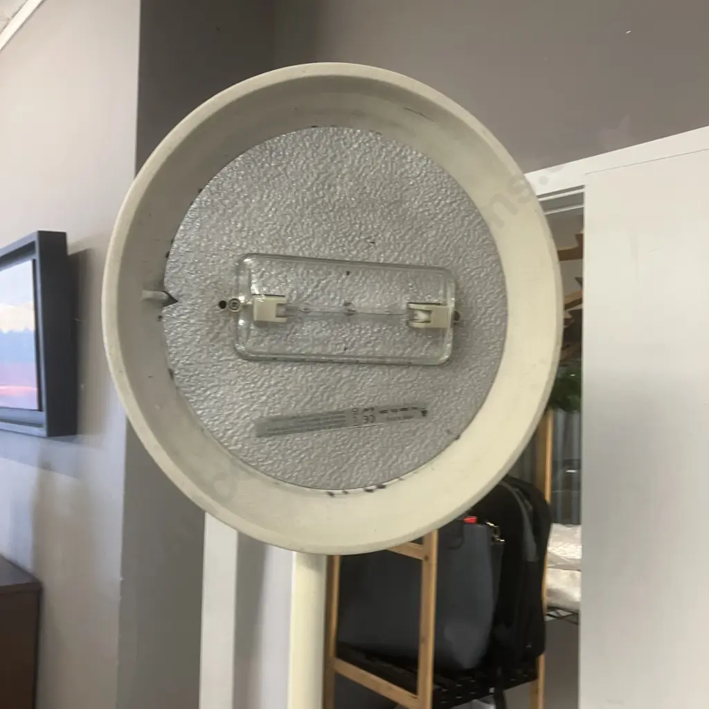 Pair of Italian Up-light Floor Lamps With Ceramic Top Shade & Base Shroud. H184cm With Tilting Top Image 1++