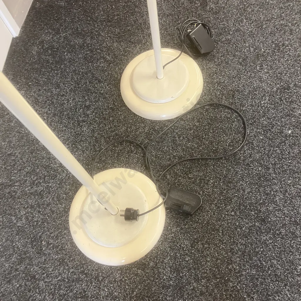 Pair of Italian Up-light Floor Lamps With Ceramic Top Shade & Base Shroud. H184cm With Tilting Top Image 1++