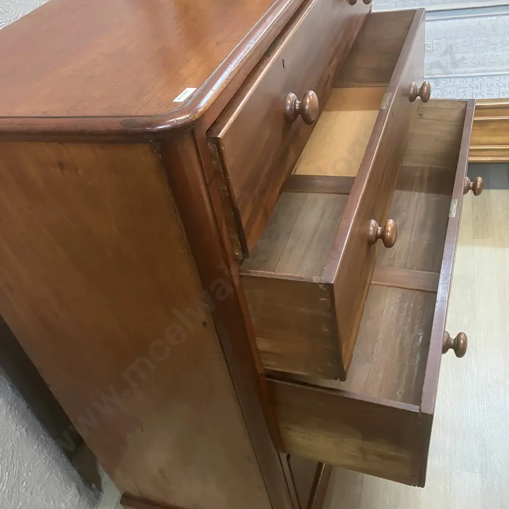 Large Antique Mahogany Scotch Chest Of 5 Drawers. H117 W118 D49cm Image 1++