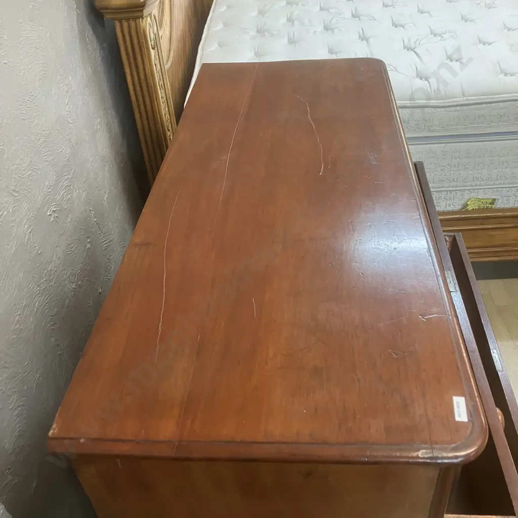 Large Antique Mahogany Scotch Chest Of 5 Drawers. H117 W118 D49cm Image 1++