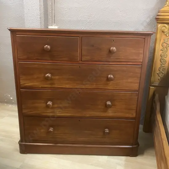 Large Antique Mahogany Scotch Chest Of 5 Drawers. H117 W118 D49cm