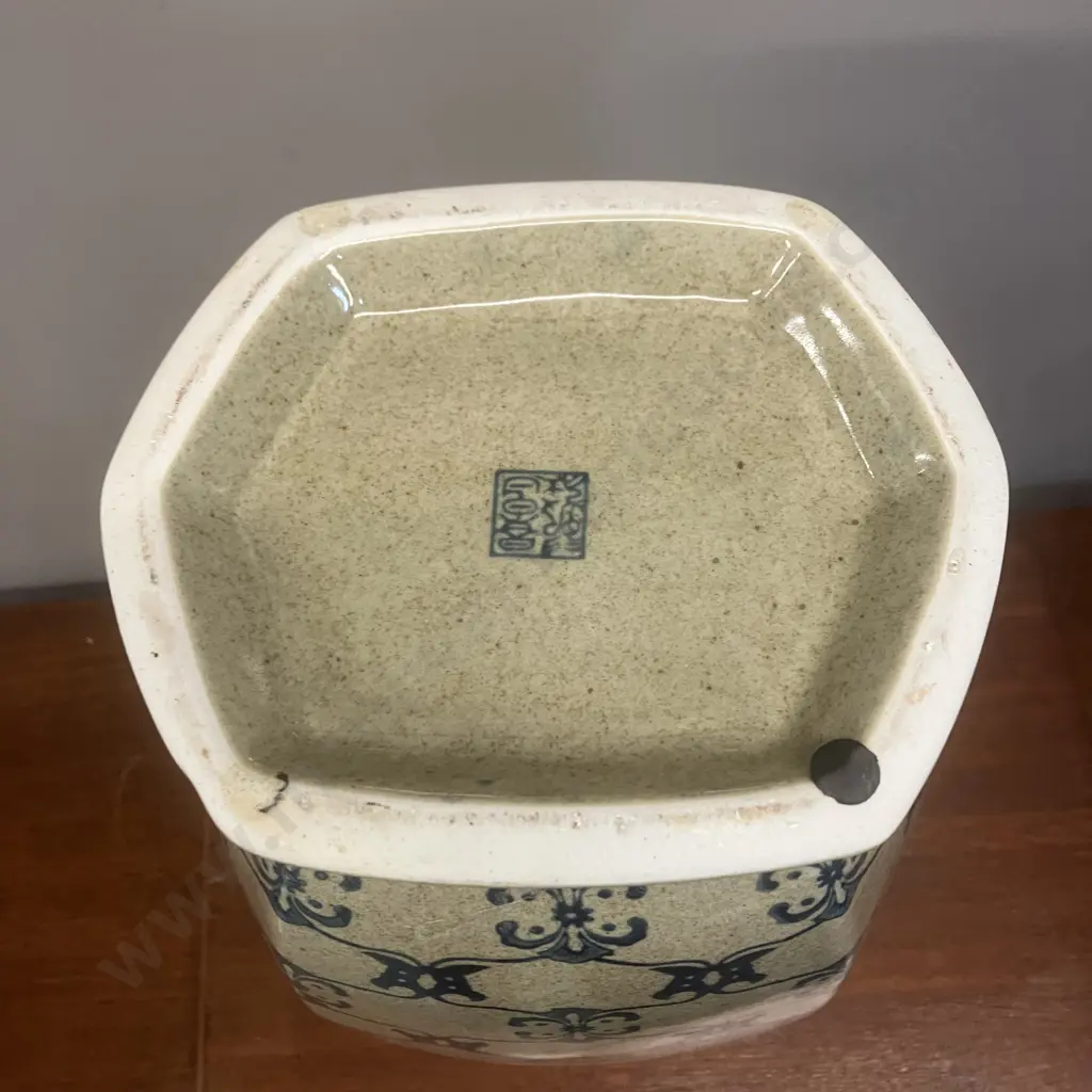 Chinese Hexagonal Vase Stamped On Base. H46cm Image 1++