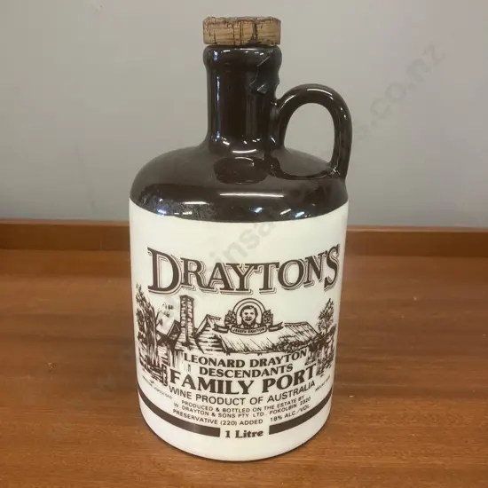 Vintage 'Draytons Descendants Family Port' 1 Litre Stoneware Jug