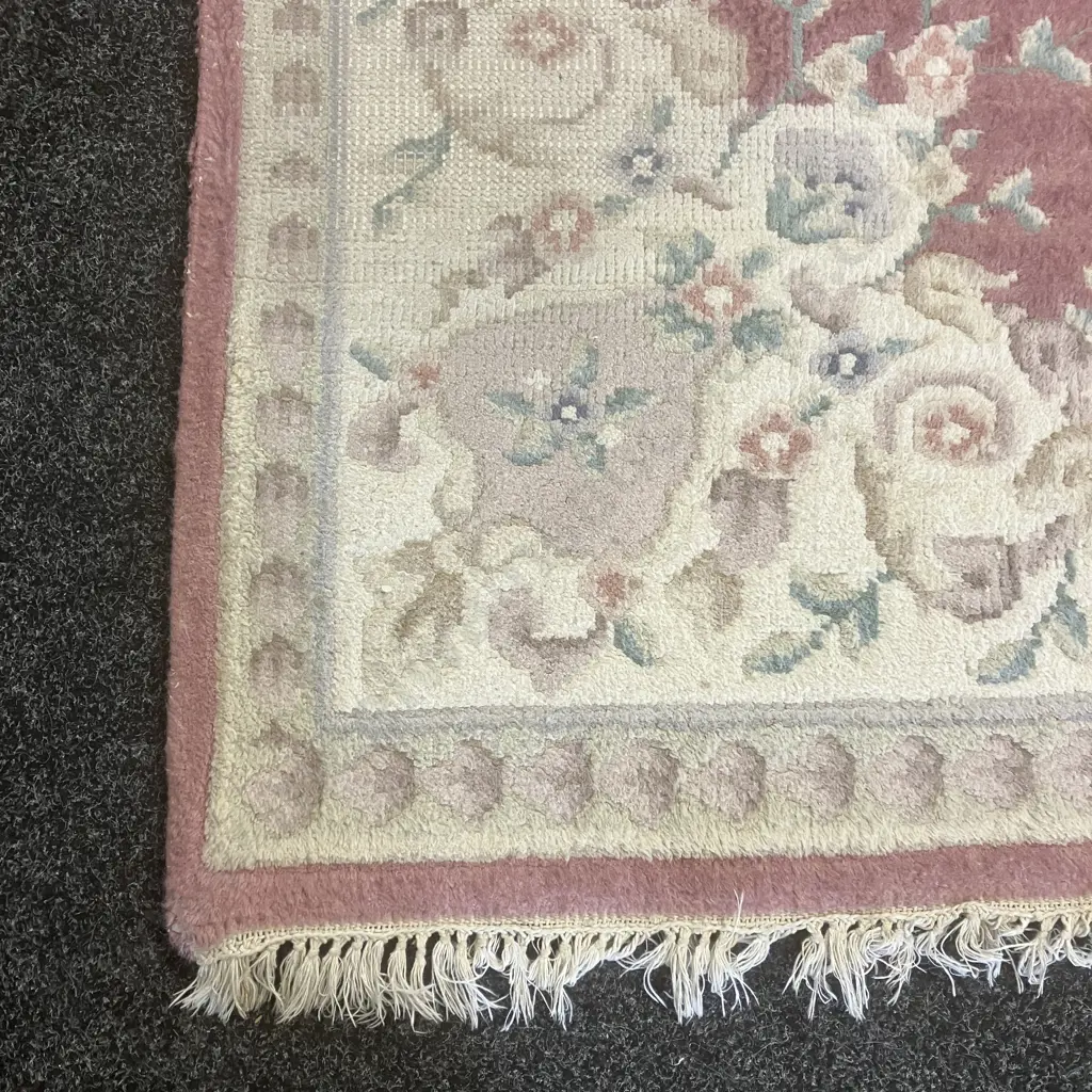 Woollen Floor Rug - White / Burgundy / Green & Blue Tones. 160 x 240cm Image 1++