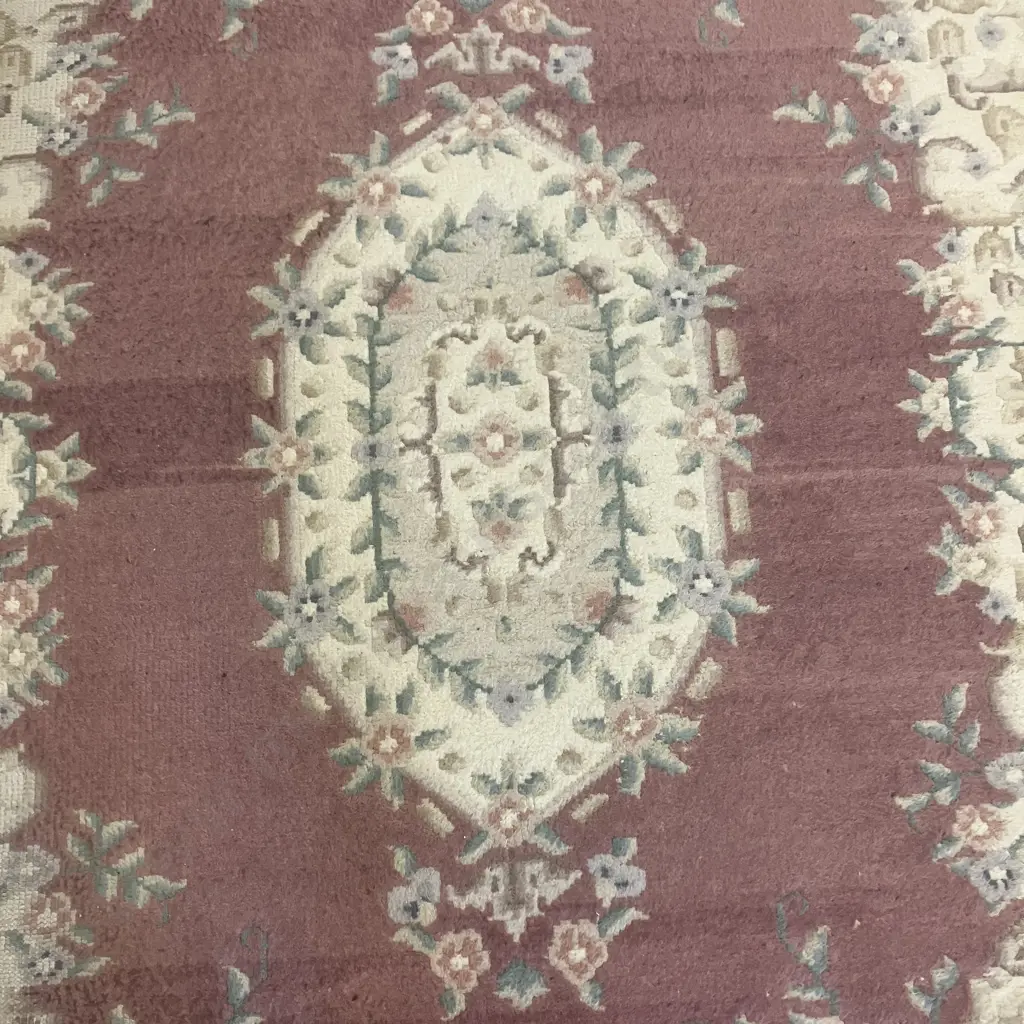 Woollen Floor Rug - White / Burgundy / Green & Blue Tones. 160 x 240cm Image 1++