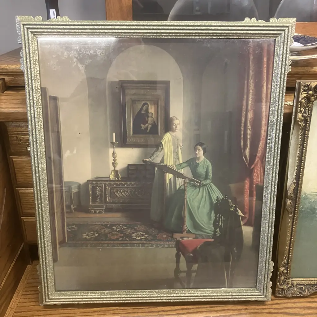 Framed Prints Leonard Campbell Taylor 'The Sampler' 60 x 51.5cm & Henry Raeburn 'Boy With Rabbit' 48 x 37cm Image 1++