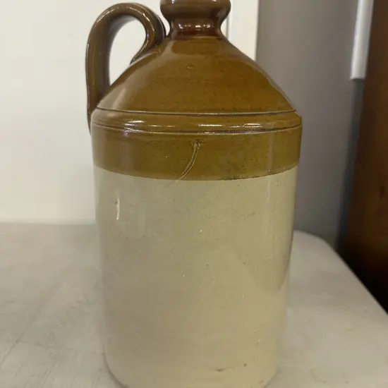 Vintage Two Toned Glazed Stoneware Flagon H33cm.