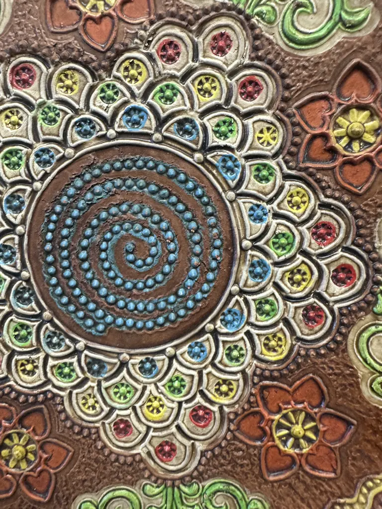 Pottery Wall Plate With Spanish Floral Colours Dia30cm. Image 1++