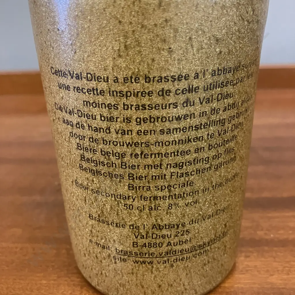 Vintage Abbay Val-Dieu Brune-Dubbel Stoneware Beer Bottle. H17cm Image 1++