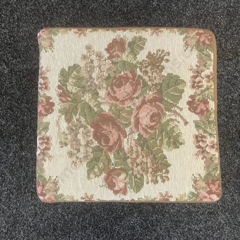 Antique Footstool With Floral Top Image 1++
