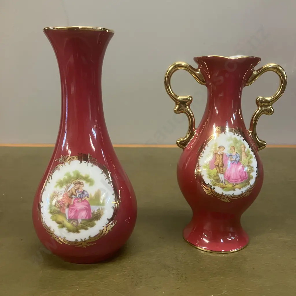 Vintage Limoges Porcelain Vases - Pair of. H18 & H16cm Image 1++