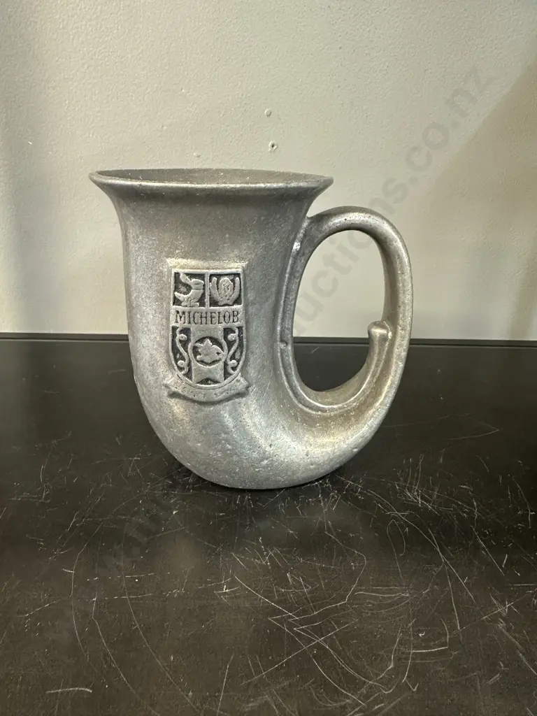 Vintage Wilton Armetale Michelob Pewter French U.S.A Horn Beer Stein Image 1++