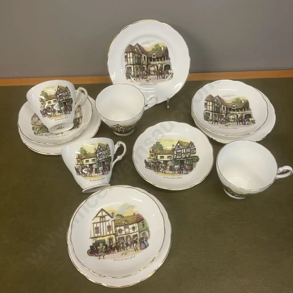 Assorted Regency Bone China English Old Coach Houses Cups, Saucers & Plates Image 1++