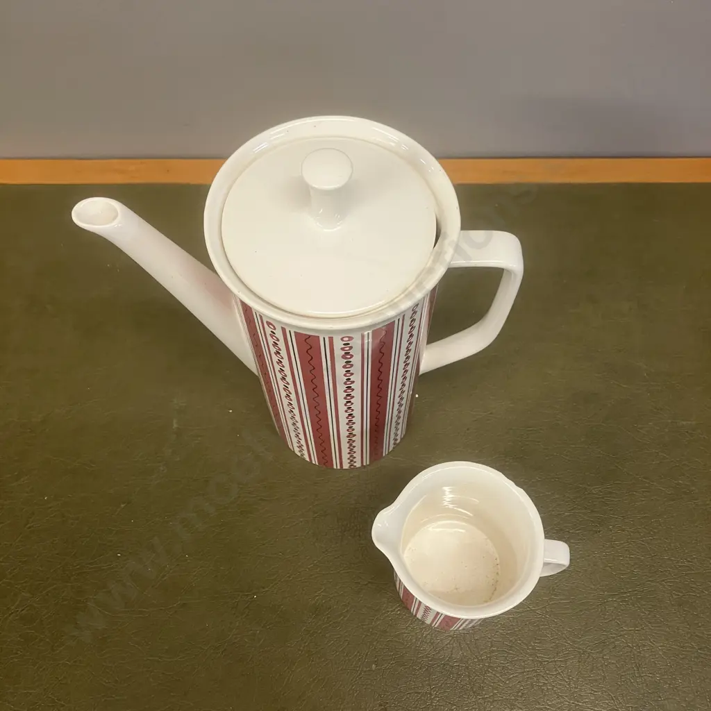 Mid Century Modern Villeroy & Boch "Festival" Coffee Pot With Lid & Creamer Image 1++