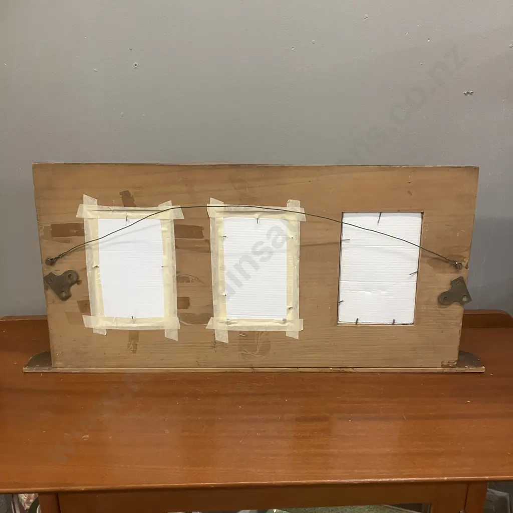 Triptych Architectual Studies Lion and Lamb Yard Print In A Carved Vintage Freestanding Wooden Frame. 30 x 67.5cm Image 1++