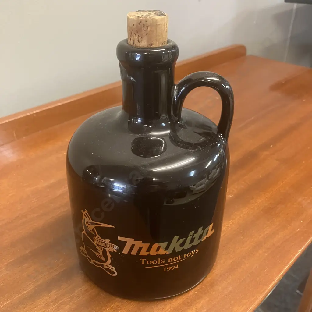 Vintage Scarce  'Makita Tools Not Toys 1994 ' Promotional Very Old Tawny Port Stoneware Jug. H16cm Image 1++