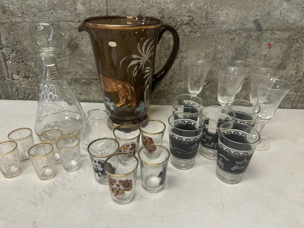 Vintage Glassware Including Drinks Jug, Decanter, Port Sipper Etc Image 1++