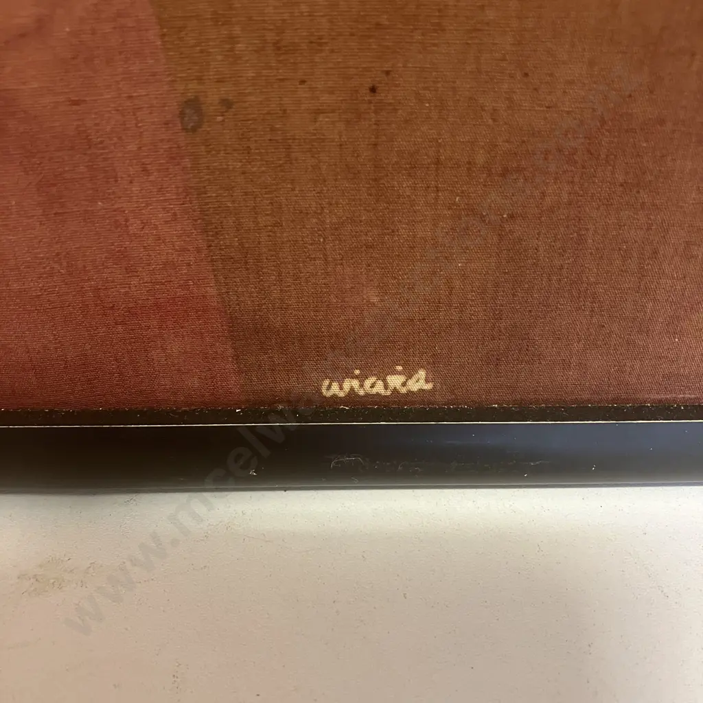 Pair of Vintage Paintings on Fabric c1970s, Signed. 49 x 44cm Image 1++