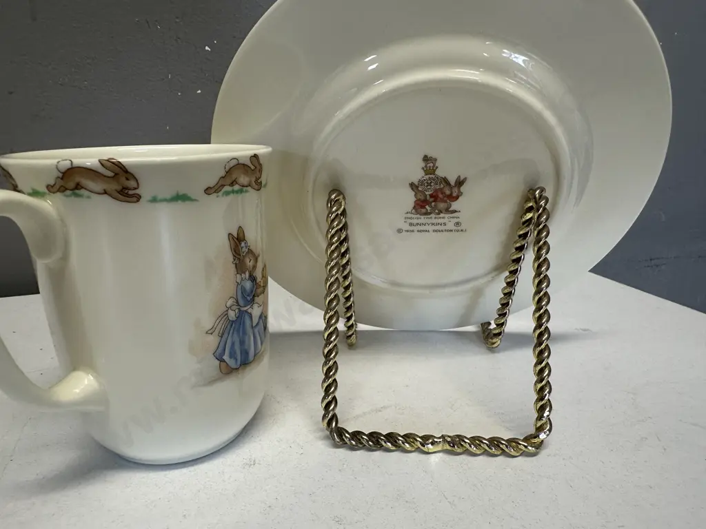 Vintage Royal Doulton Bunnykins 1936 Plate & Cup, Fine Bone China England Image 1++
