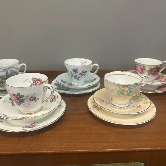 Vintage Trios x 5 Including Royal Albert, Paragon Etc