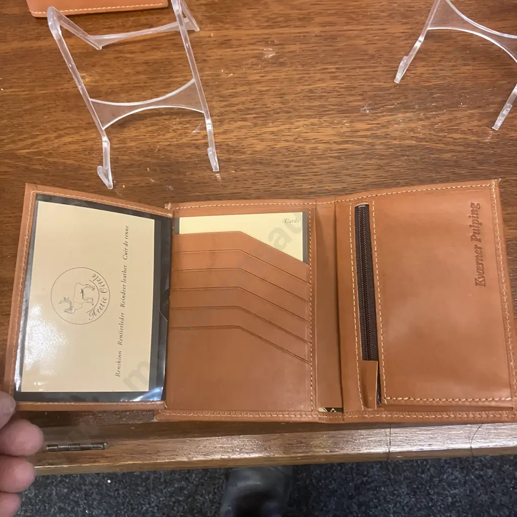 Artic Circle Reindeer Leather Bi-Fold Wallets, Boxed. Stamped Kvaerner With Boxed Kvaerner Buckle & Belt Image 1++