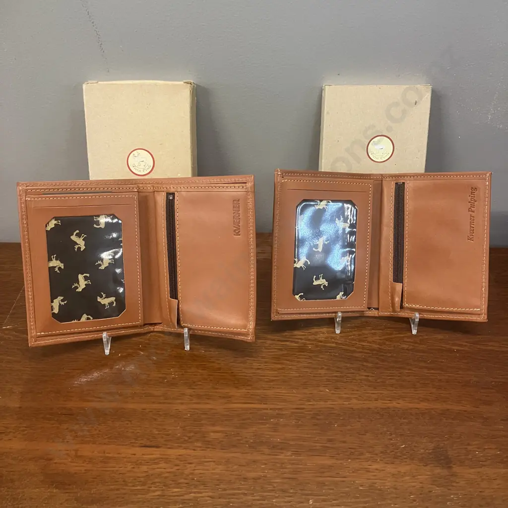 Artic Circle Reindeer Leather Bi-Fold Wallets, Boxed. Stamped Kvaerner With Boxed Kvaerner Buckle & Belt Image 1++