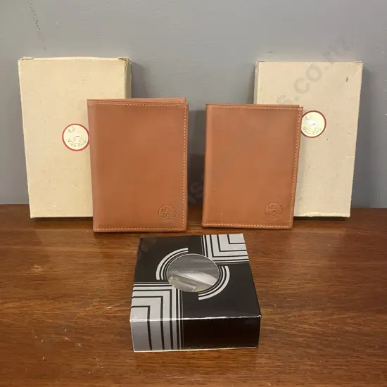 Artic Circle Reindeer Leather Bi-Fold Wallets, Boxed. Stamped Kvaerner With Boxed Kvaerner Buckle & Belt