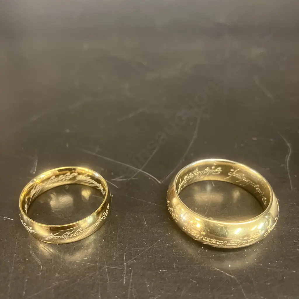 Pair of Hobbiton Gold Coloured Rings Image 1++
