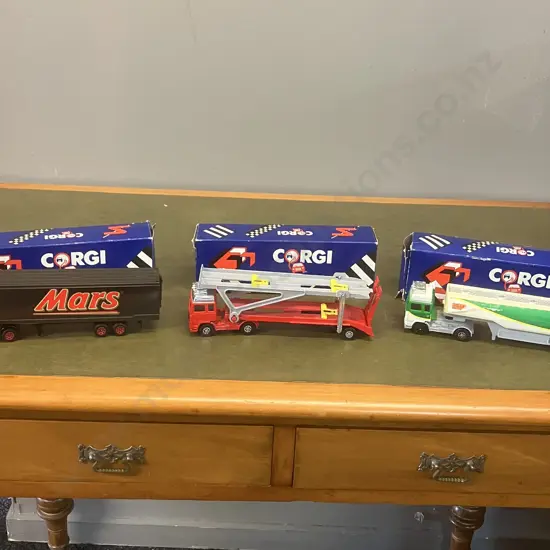 Corgi Model Trucks - 'MARS' Container Truck, Car Transporter, BP Tanker, 1990's With Boxes Made In Great Britain