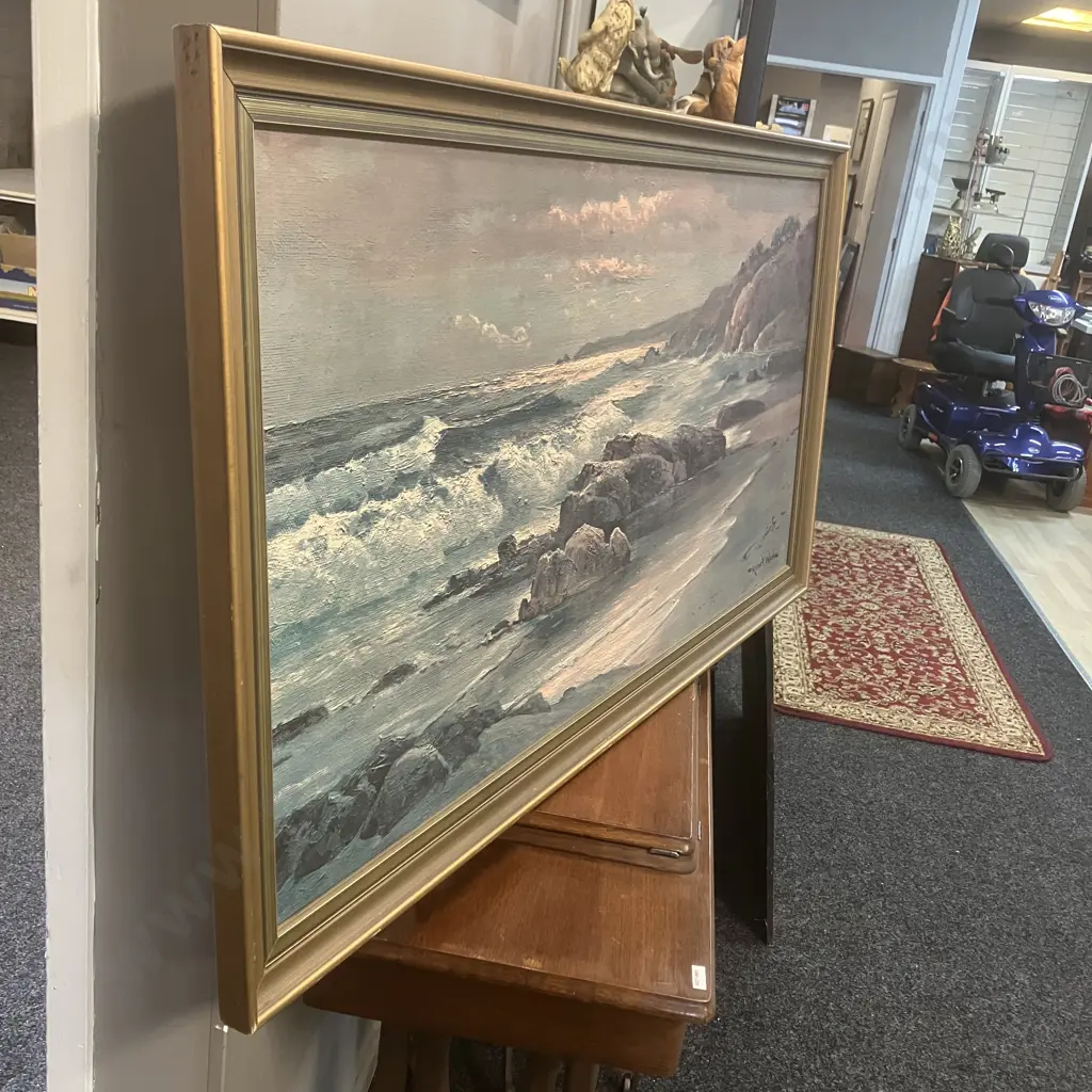 Framed Vintage Print 'Sunset Shore' by Robert Wood. 71 x 131cm Image 1++