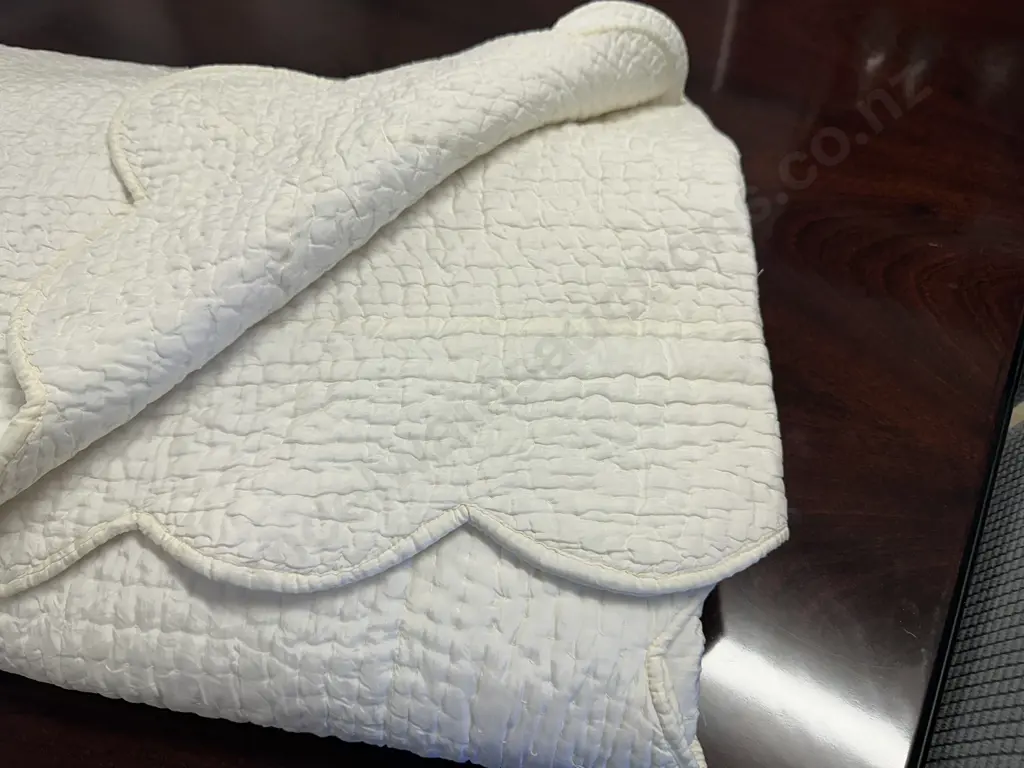 Cream Queen Size Silk Mix Bedspread/Coverlet Image 1++