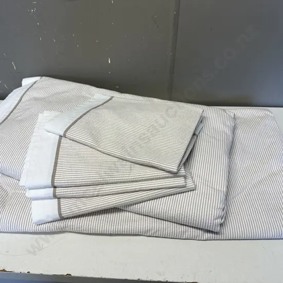 Camel & Cream Striped Duvet Covers & Pillow Slips King & Queen Size