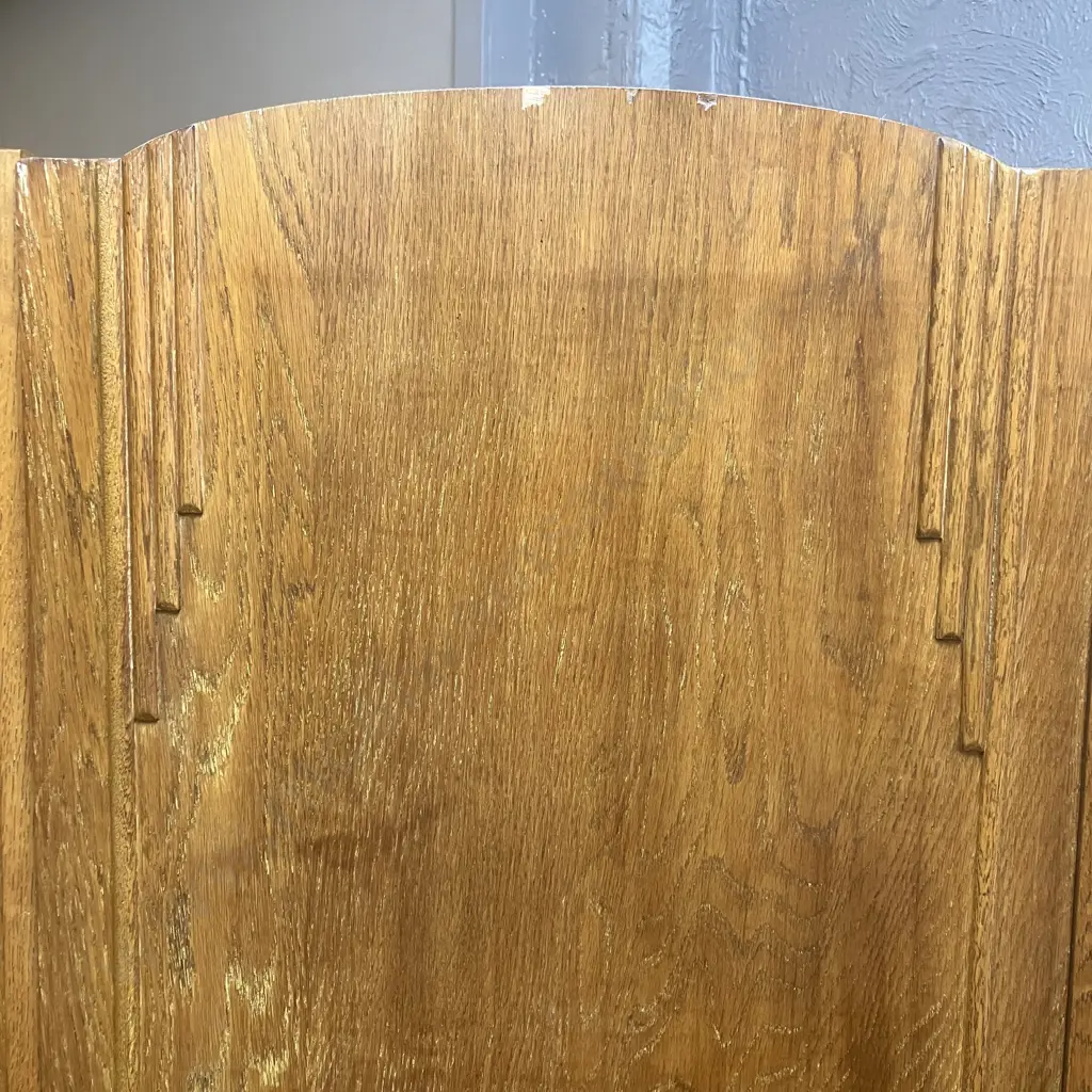 Art Deco Oak Single Door Wardrobe With Key. H181.5 W106 D52.6cm Image 1++