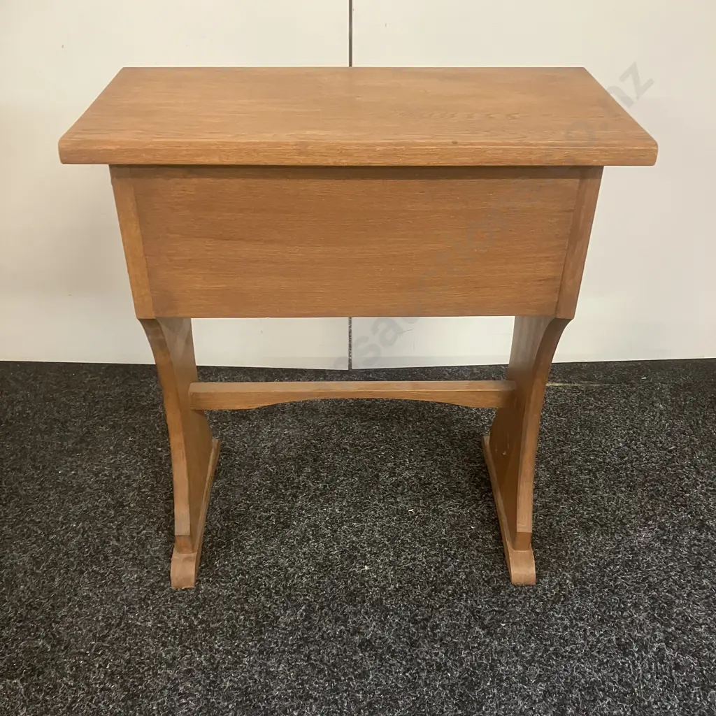 Oak Side Table With Hinged Lid. H62 W56.5 D27.5cm Image 1++
