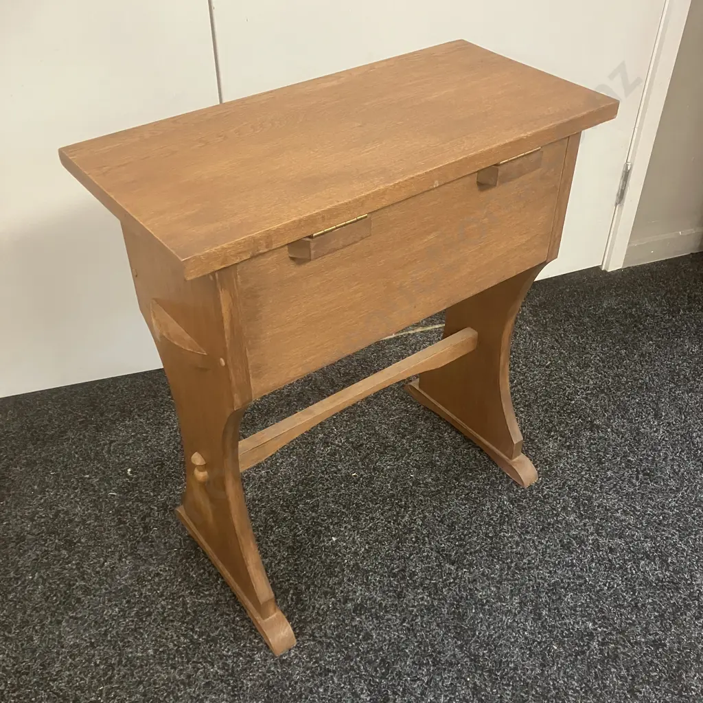 Oak Side Table With Hinged Lid. H62 W56.5 D27.5cm Image 1++