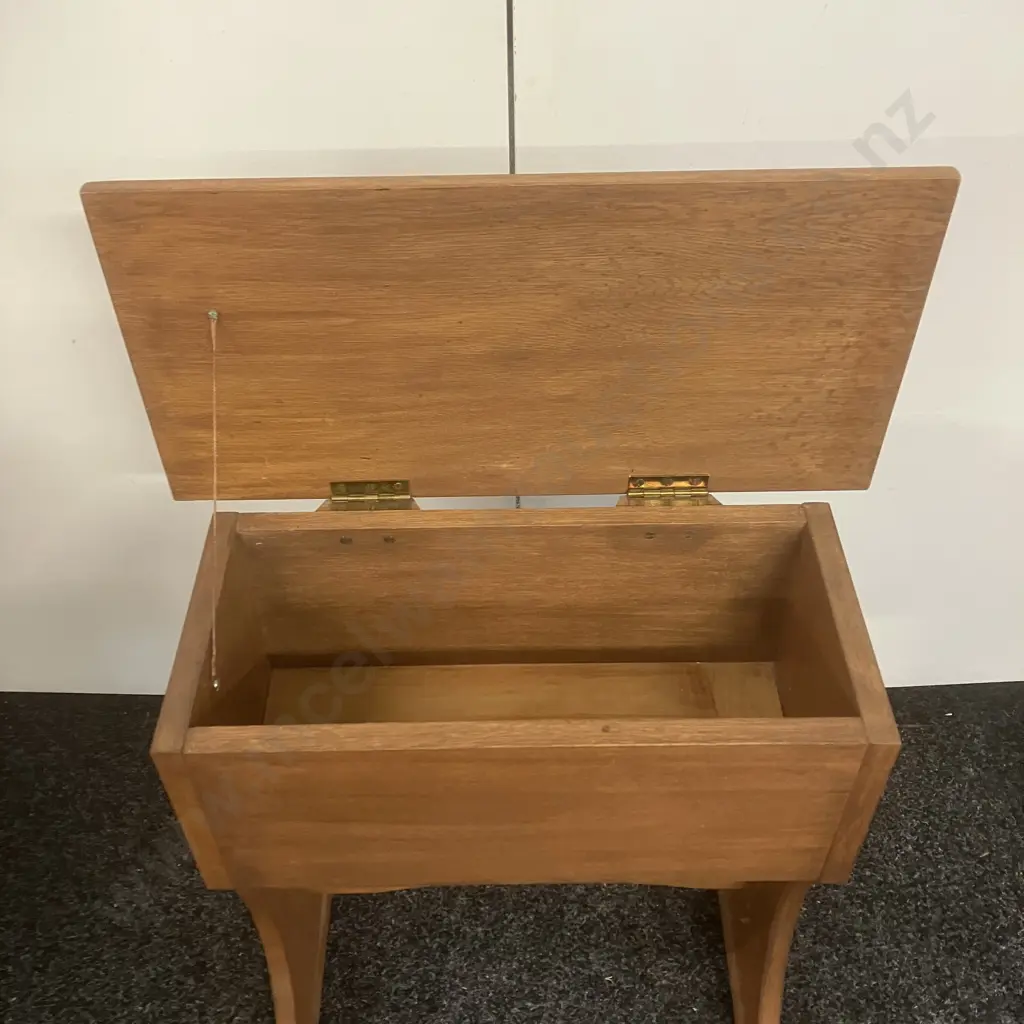 Oak Side Table With Hinged Lid. H62 W56.5 D27.5cm Image 1++