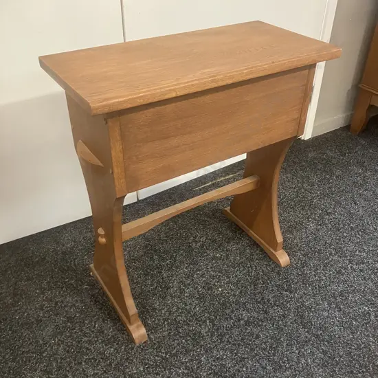 Oak Side Table With Hinged Lid. H62 W56.5 D27.5cm