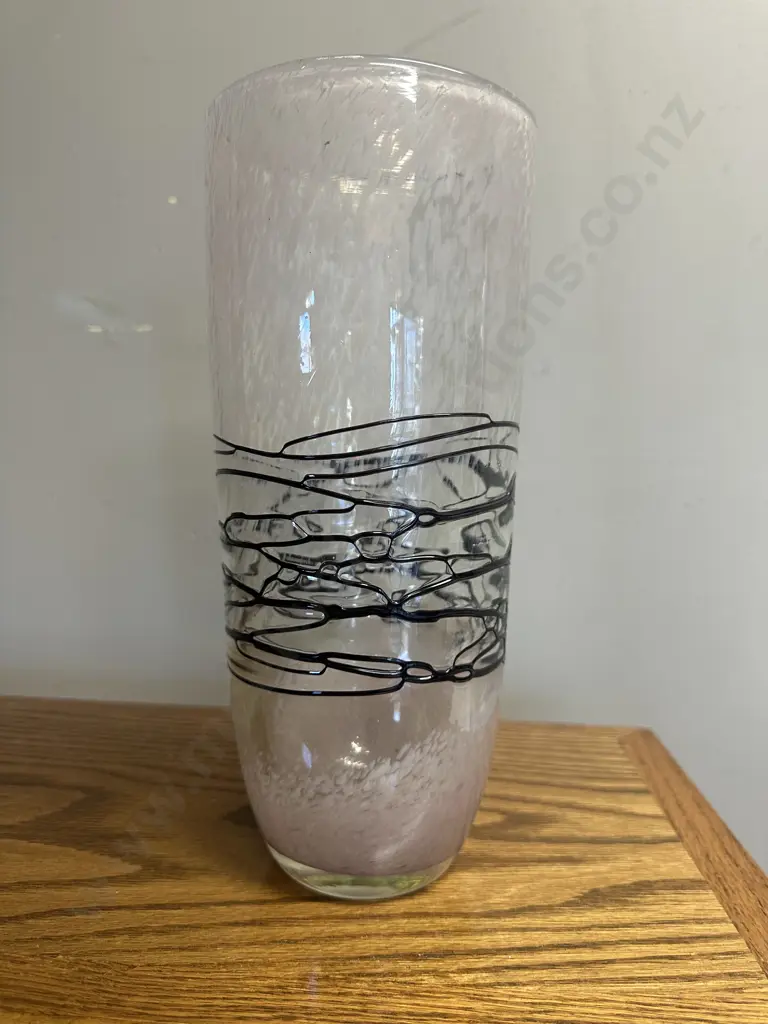 Art Glass Vase Pink With Brown Wrapping H29cm. Image 1++