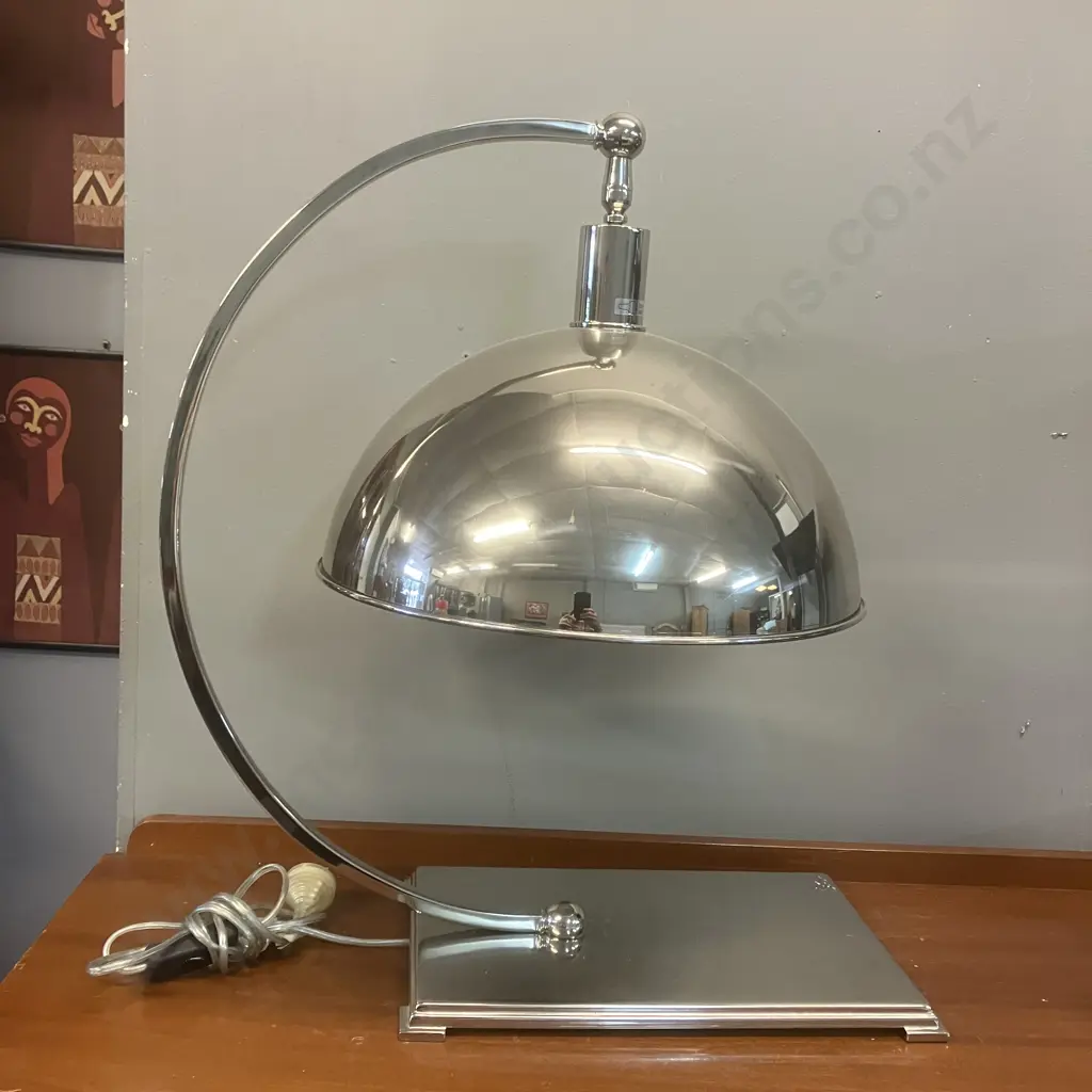 "Eunice Taylor" Curved Desk Lamp - Chrome Metal. 59 x 53cm Image 1++