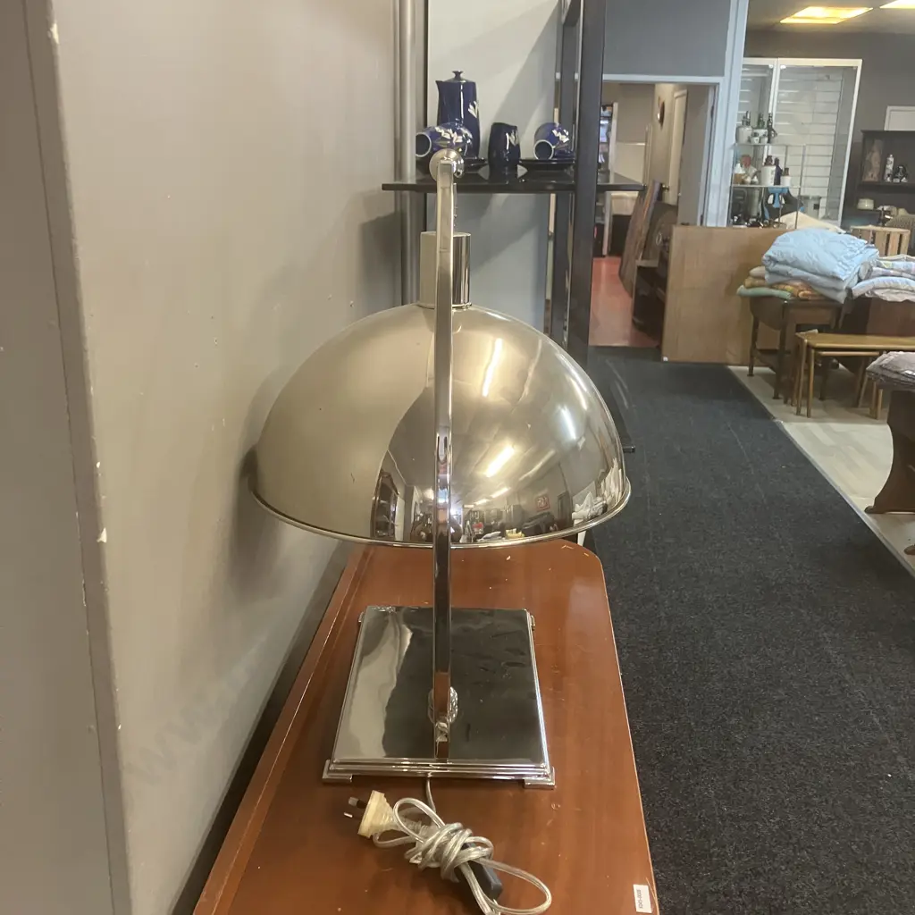 "Eunice Taylor" Curved Desk Lamp - Chrome Metal. 59 x 53cm Image 1++