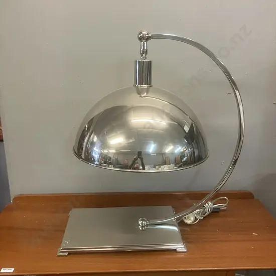 "Eunice Taylor" Curved Desk Lamp - Chrome Metal. 59 x 53cm