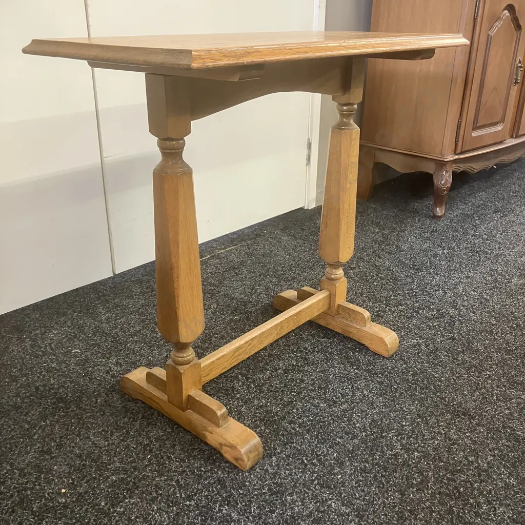 Oak Drop Leaf Table, Single Drawer, Shelf At Base. H63 W76 D41.5cm Image 1++