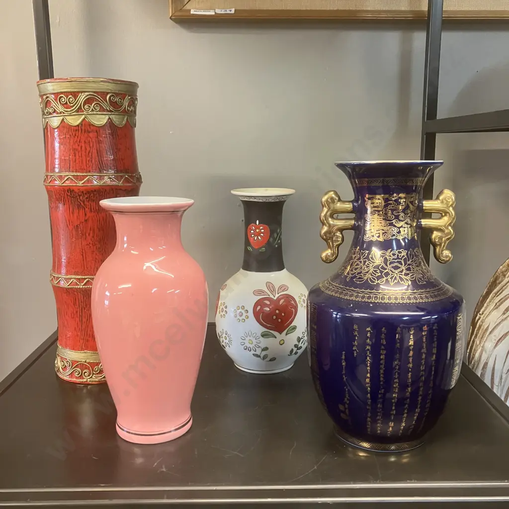 Chinese Porcelain & Bamboo Vases Image 1++